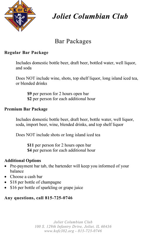 Bar Packages