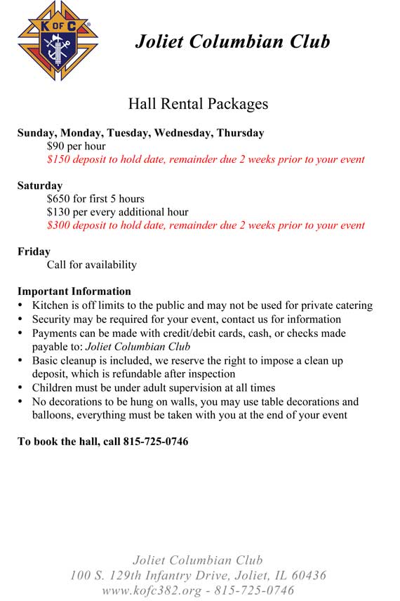 Hall Rental Packages Hall Rental Packages